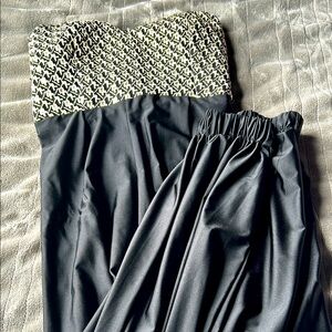 Strapless Black and White Dress
